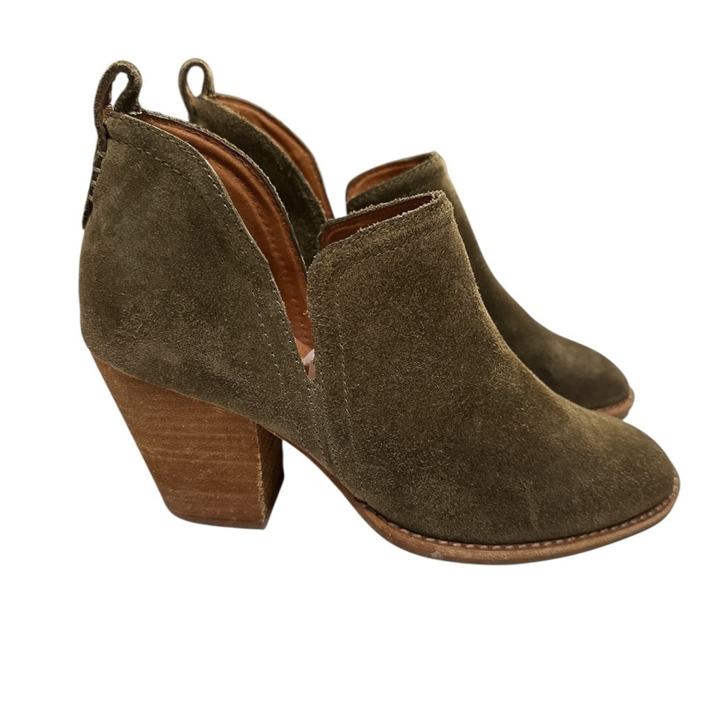 Jeffrey Campbell Olive Suede Ankle Boots Block Heel Women Size 8